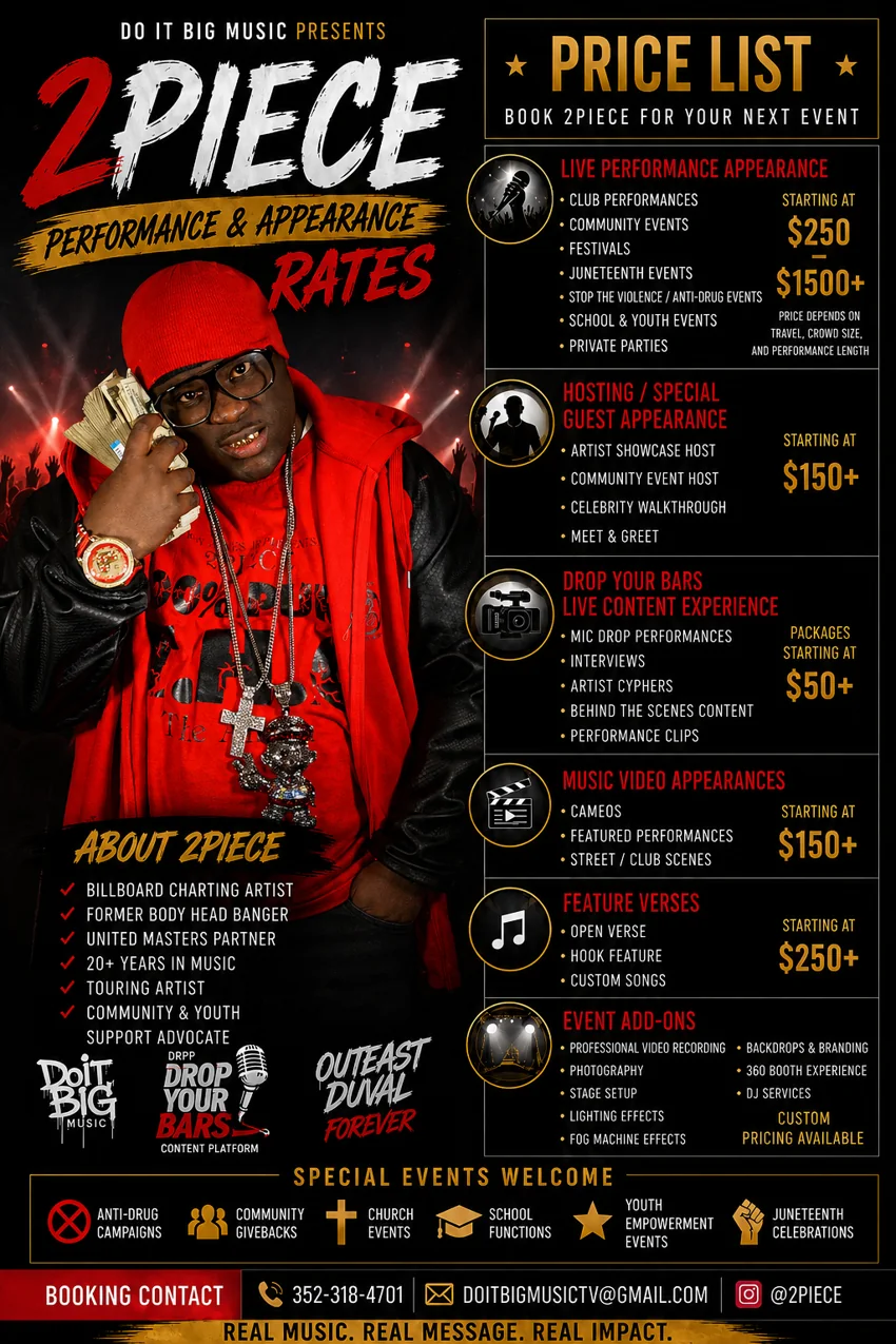 2Piece booking promotional artwork